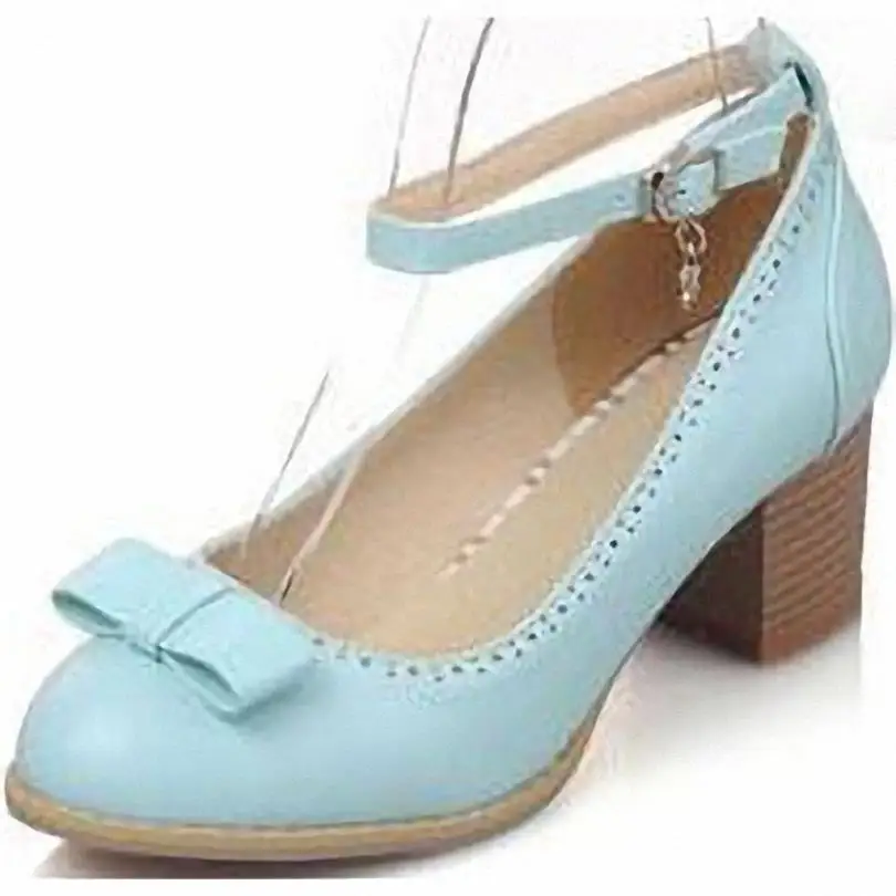 

Women Pumps Ankle Strap Round Toe Closed Toe Square Heel Platform Pumps Casual Bowtie Spring / Autumn Shoes Pumps2015New