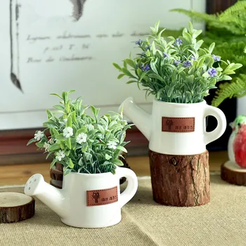 

zakka groceries small fresh watering cans mini potted artificial flower plant home decor crafts plants room decorations