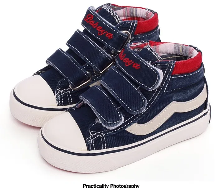 2016 New Jeans Children Shoes Brand Autumn Canvas Patchwork Hook Loop Rubber Kids Shoes Fabric Blue Navy Red Girls  Boys Sneaker 484 (14)