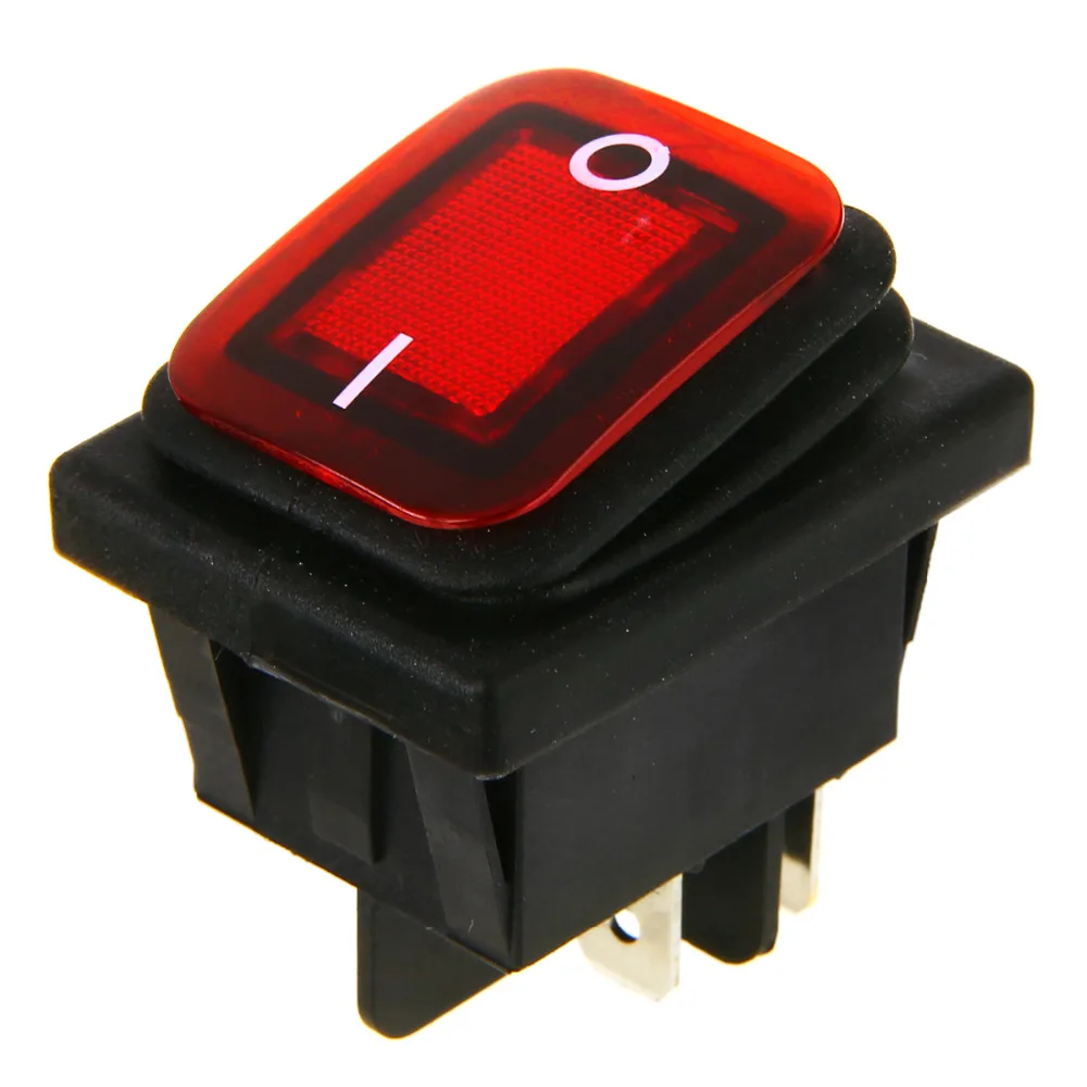 

1PCS Waterproof Red LED 220V Car Boat Rocker Toggle Switch 4 Pin ON / OFF SPST Power Switch With LED Light