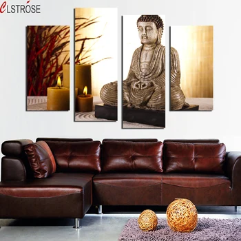 

CLSTROSE Large For Buddha Art Modern Canvas Painting Praying With Candle Wall Pictures Decoration Religion Hanging On Decor