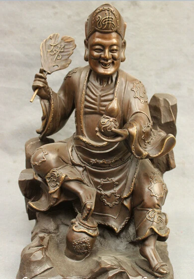 

007001 16" Chinese Buddhist Pure Bronze JiGong ChaiGong Dragon Arhat Buddha Monk Statue