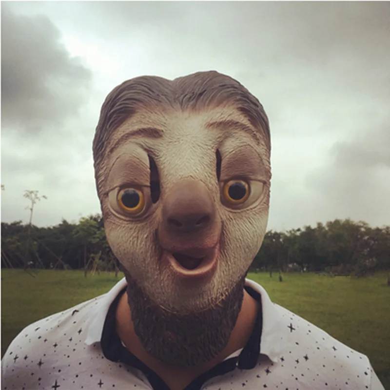 1pcs New Cute Sloth Mask Latex Giant AnimalsHead Halloween Cosplay
