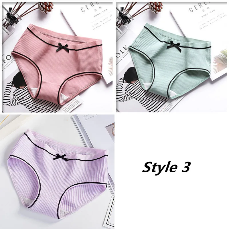 Style 3 3 шт./компл. Для женщин полосатые дышащие трусики-стринги с Мягкий хлопок эластичные шорты, кальсоны, нижнее бельё, летние String Нижнее белье из спандекса - Цвет: Style 3