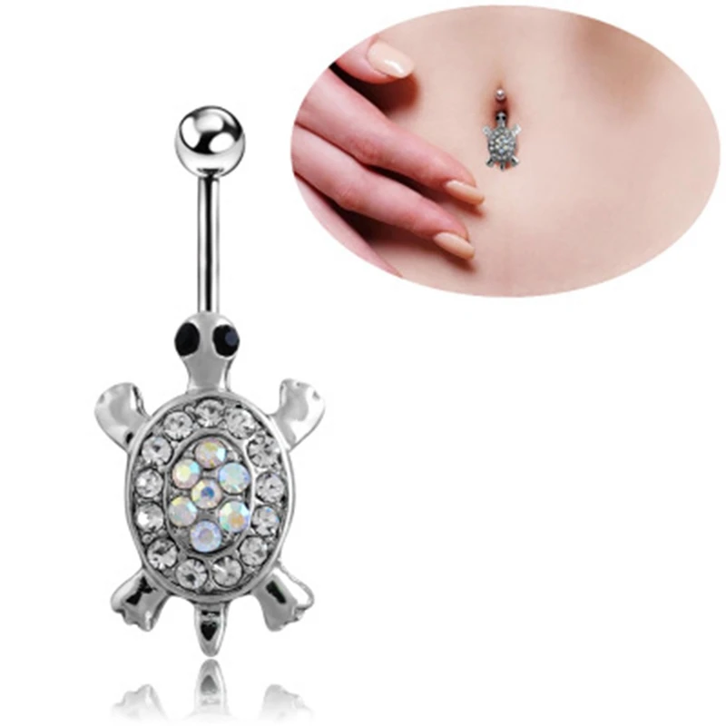

Button Bar Dangle Navel Belly Rhinestone Belly Body Jewelry Button Rings Navel Piercings Turtle Women Crystal