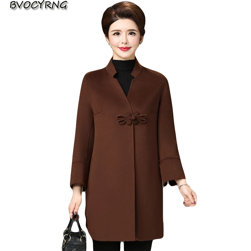 

High-end double-sided cashmere coat women's 2018 autumn and winter middle-aged women slim parka casual women wool coats female
