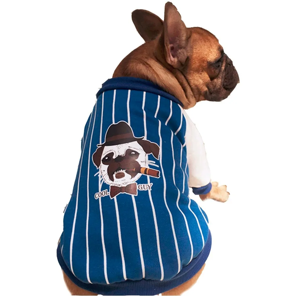 New Arrival Striped Bulldog Coat Pet Dogs Two Legs Cotton Coat Small