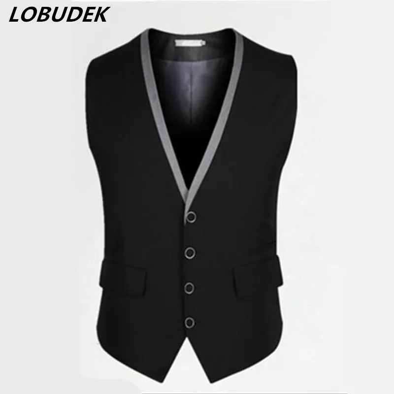

Male new vest nightclub bar DJ male singer DS waistcoat performance clothing KTV Restaurant bartender mainstream vest uniforms