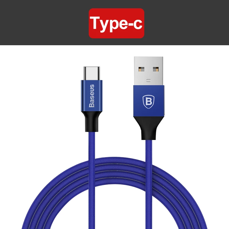 Baseus USB кабель для iPhone Xs Max X Быстрая зарядка зарядное устройство 3 в 1 Micro USB кабель Android usb type c type-c кабели для мобильных телефонов - Цвет: Type-c Blue