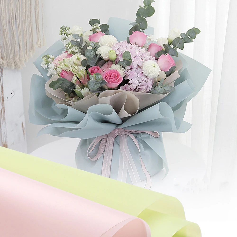 

5PCS Korean Style Color Translucent Waterproof Paper Wrapping Flower Wrap Paper Christmas Gift Wrapping Paper Wedding Gift Pa