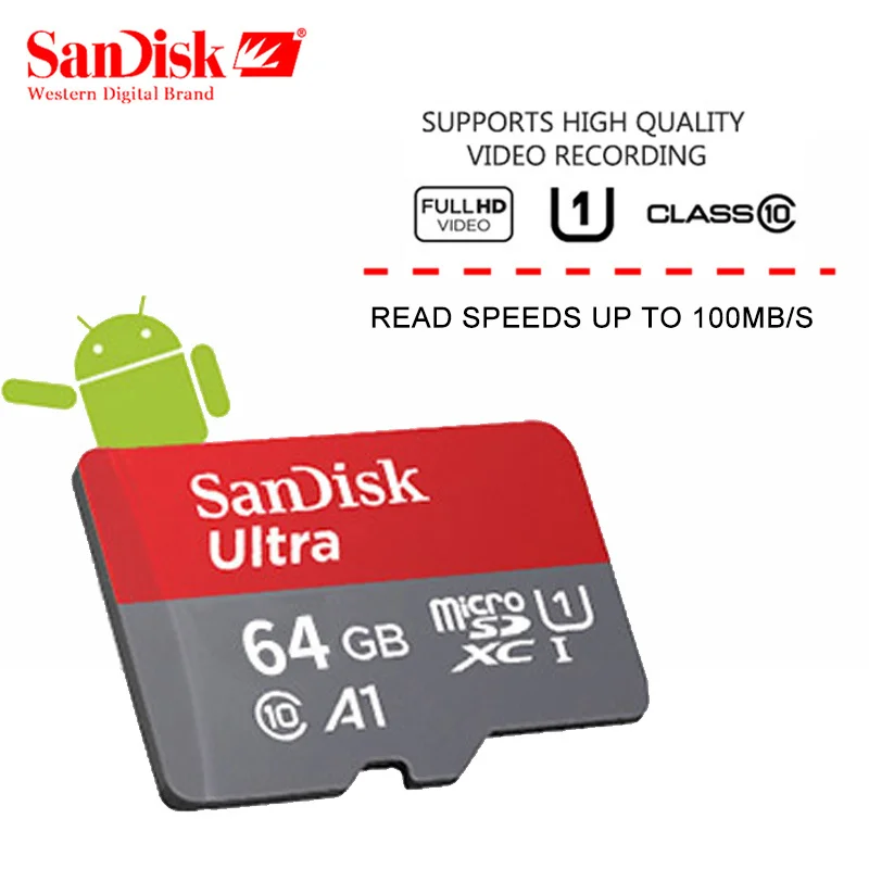 sandisk картой Micro SD объемом 16 Гб оперативной памяти, 32 Гб встроенной памяти, 64 ГБ 128 ГБ 200 A1 TF карты 100 МБ/с. C10 флэш-карта памяти, мicro SD cartao de memoria