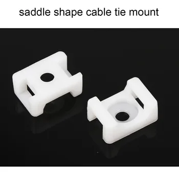 

cable tie Mounts 100PCs 4.6mm Wire Buddle Saddle Type Plastic Holder White Black 10 width 15 length Plastic cable white mount