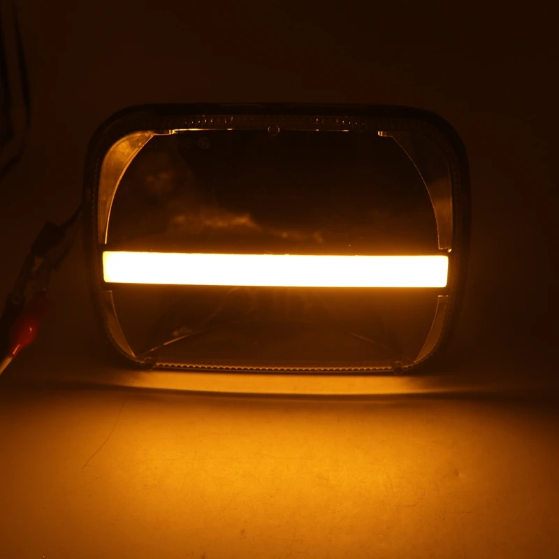 5x7 квадратный светодиодный прожектор с белым DRL 6x7 дюймов светодиодный налобный фонарь с янтарным указателем поворота для Jeep Cherokee XJ