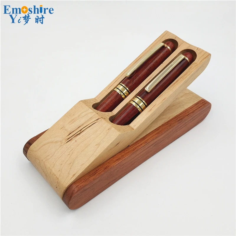 Emoshire Red wood pen three suits mahogany pen mahogany signature pen pen pen box stationery gift customization (1)