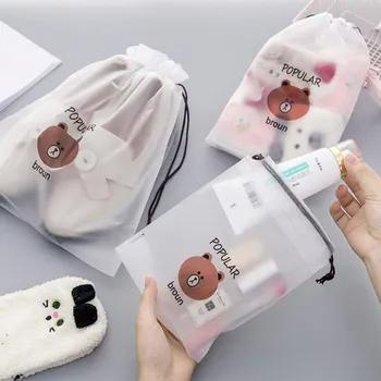 

Animal Bear Cosmetic Bag Organizer Women Storage Pouch Cute Makeup Bag Transparent Travel Toiletry Bag Professional Make Up Bag