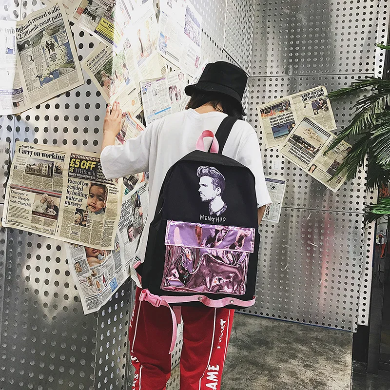Menghuo Patchwork Women Backpack Laser Holographic Bag Mochila Feminino Silver Multicolor School Bags Leather Daypack Olografico (56)