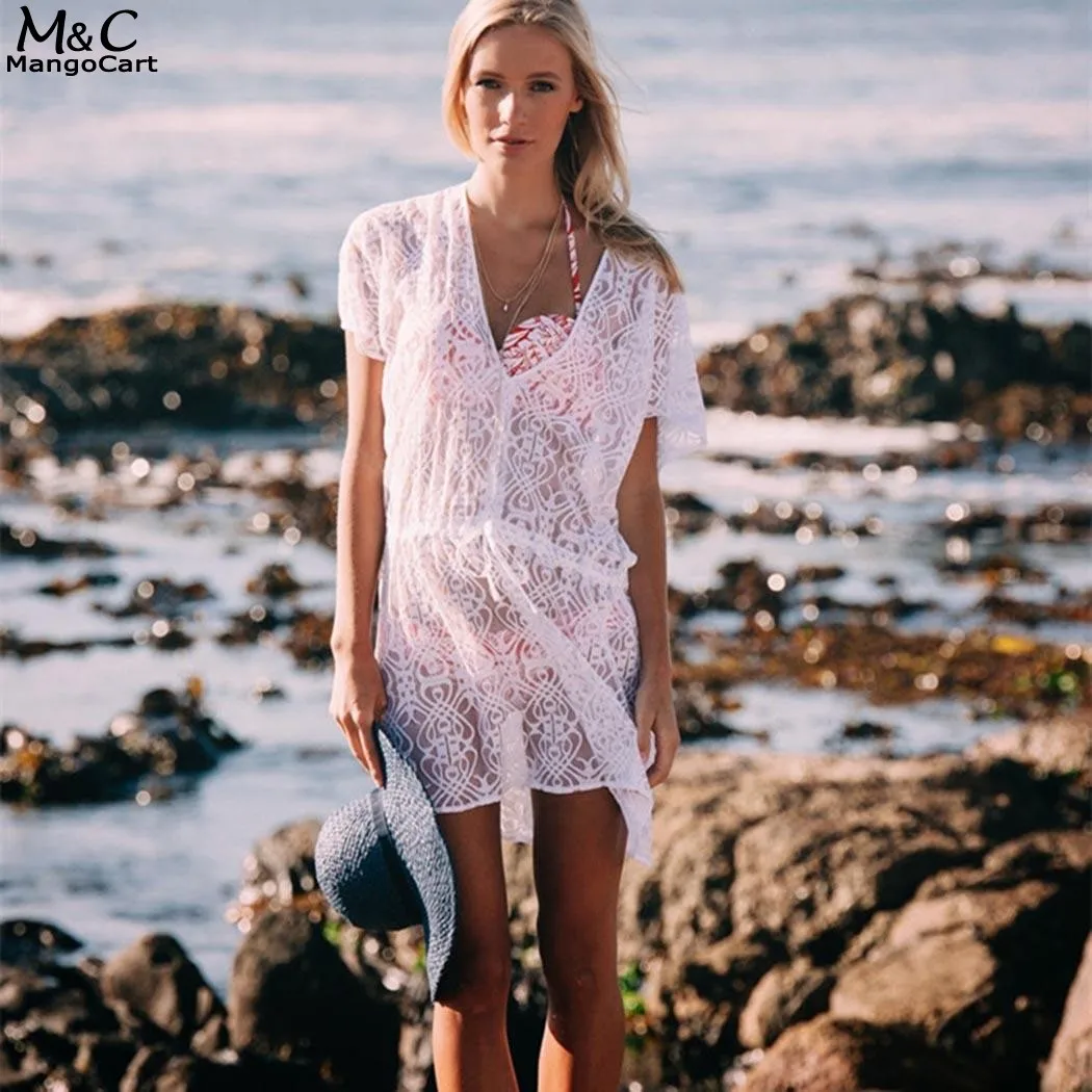 Летнее платье Для женщин 2018 г. пикантные пляжное vestidos v-образным вырезом короткий