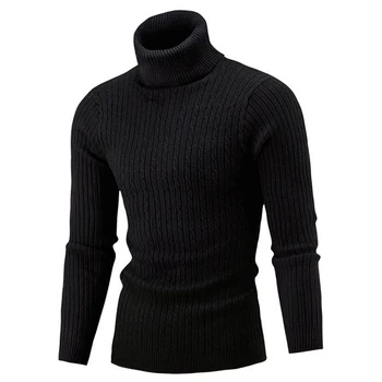

HEFLASHOR Mens Autumn Winter Warm Turtleneck Sweater Men Basic Slim Knitted Sweaters 2019 Casual Slim Pullover Male Tops