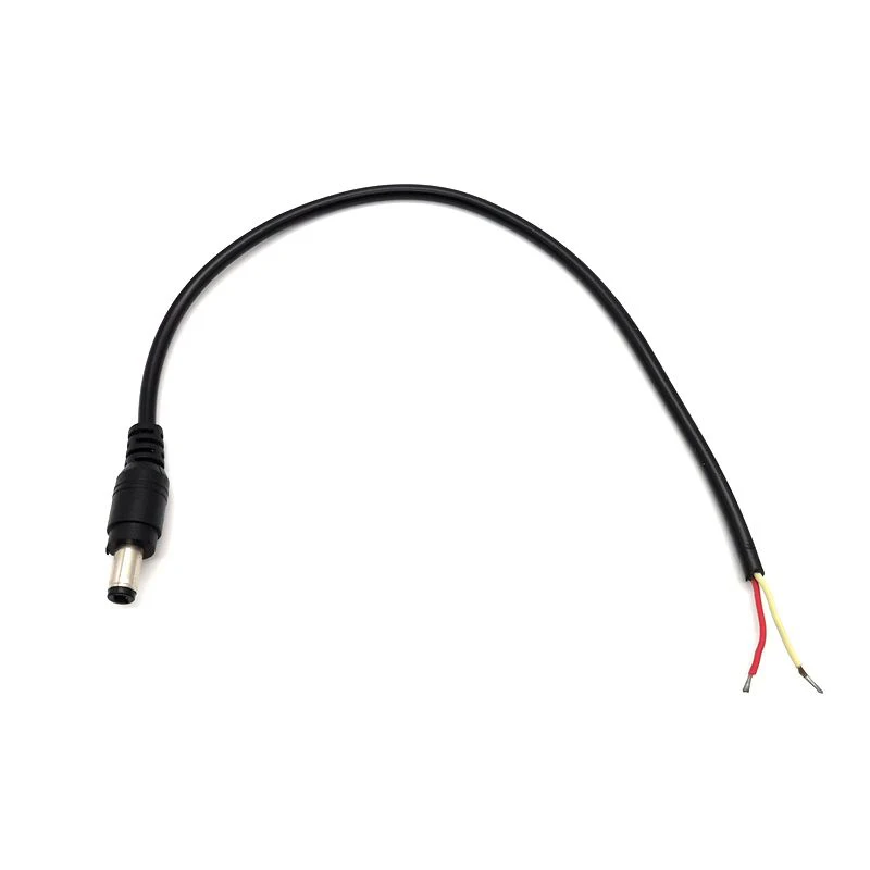 

500pcs DC Power Plug Single Male 5.5*2.5mm 5.5x2.5mm w/ Power Cable Cord Around 30cm 3A Copper Wire Core Customize Length 2m