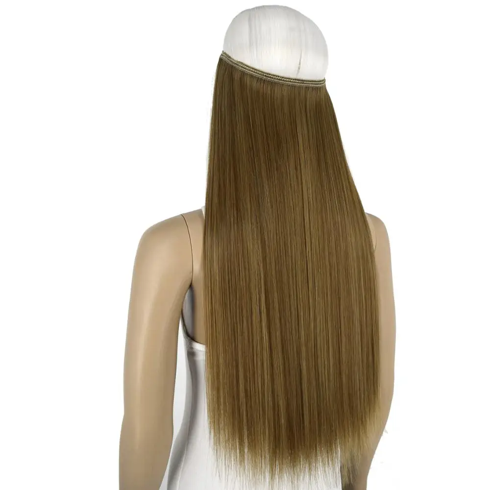 

TOPREETY Heat Resistant Matt Synthetic Hair 22" 55cm 80gr Elasticity Invisible Wire Straight Halo Hair Extension 8006