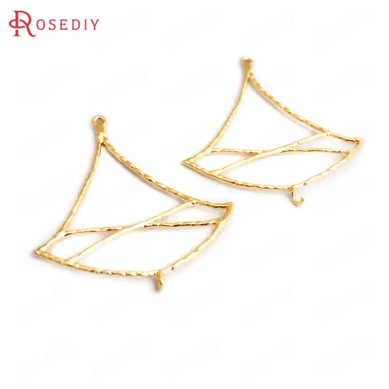 

(34880)6PCS 37x33MM 24K Gold Color Brass Fan-shaped Earring Connect Charms Pendants Diy Accessories Jewelry Findings