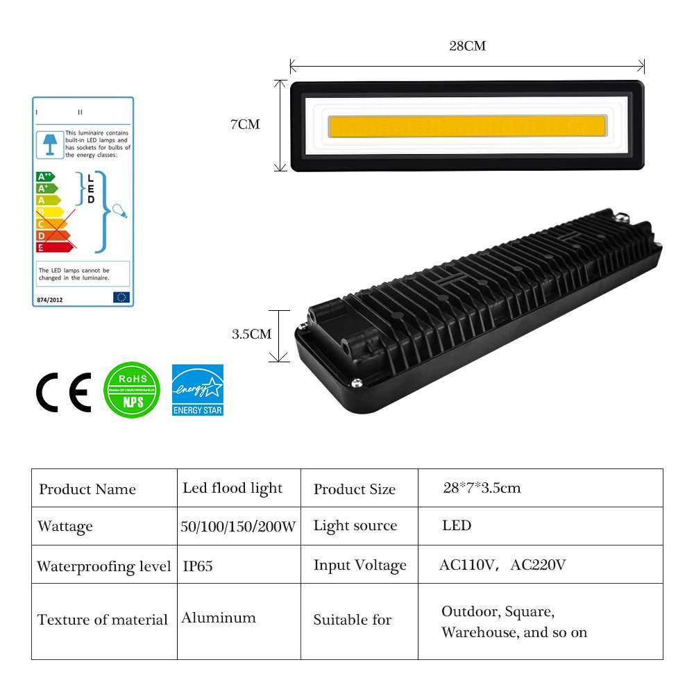 LUCKYLED Светодиодный прожектор светильник 50W 100W 150W 200W Светодиодный точечный светильник на открытом воздухе 220V 240V Водонепроницаемый Ip65 потолочные светильник s светодиодный проектор светильник