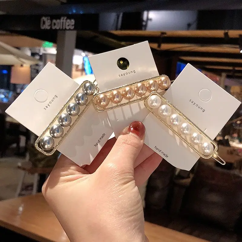 Korean Crystal Pearl Elegant Women Barrettes Hair Clip Hairgrips Hair Accessories Handmade Beads Hair Barrettes Bobby Pins Korean Crystal Pearl Elegant Women Barrettes Hair Clip Hairgrips Hair Accessories Handmade Beads Hair Barrettes Bobby Pins