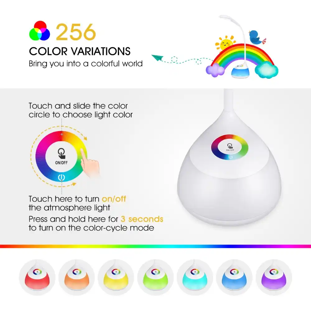 flexible desk lamp with rgb night light