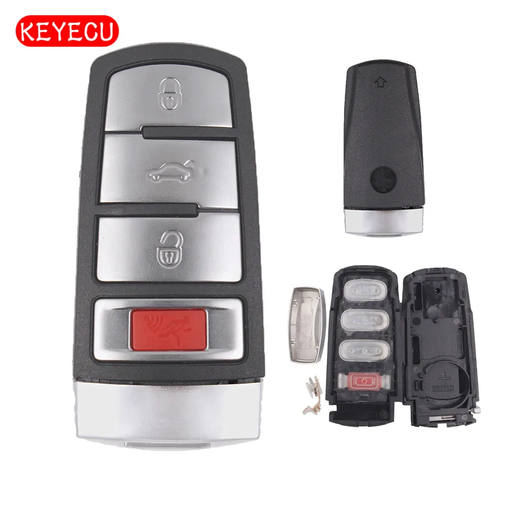 Keyecu Замена дистанционного ключа автомобиля чехол Fob 3+ 1 кнопка для Фольксваген Magotan Passat и CC 2005-2010