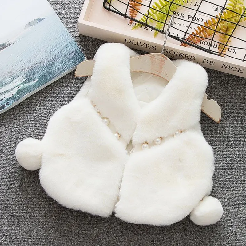 Winter fall girl baby clothes faux fur vest outerwear for newborns