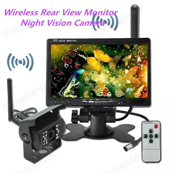 7 inch TFT LCD Wireless Rear View Monitor CMOS IR Night Vision Backup Camera Kit