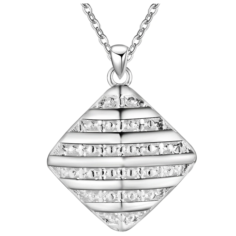 Silver necklace with square pendant Clearance