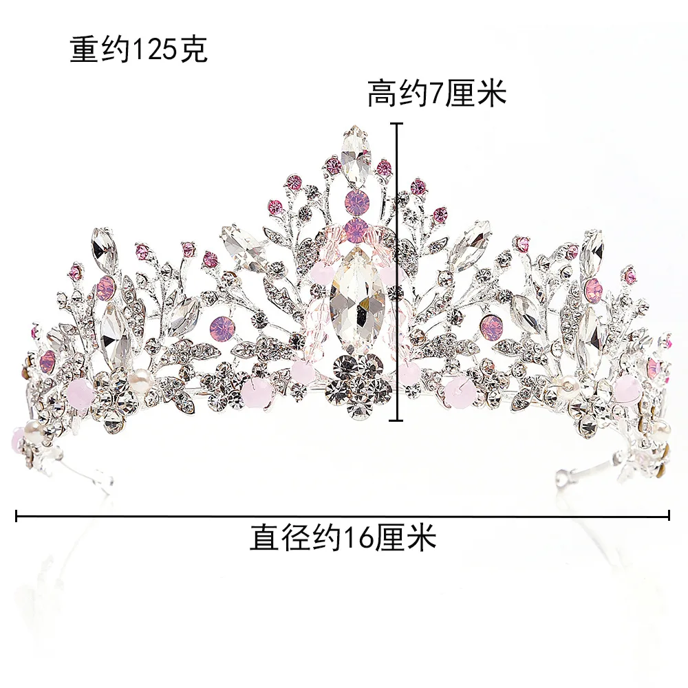DIEZI Свадебная розовая Корона Принцесса Кристалл Свадебная Корона-Тиара Стразы Диадемы женские ободки большой драгоценный камень аксессуары для волос