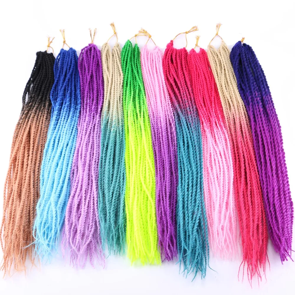 Angie 100 Gram/pack 22 Inch crochet braids Senegalese Twist Hair Braiding 30 Roots/pack Synthetic Ombre color Hair for Women