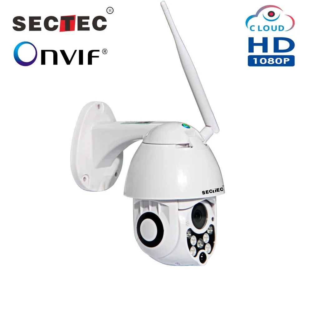 

SECTEC 1080P Mini Speed dome PTZ Outdoor Cloud Wifi IP Camera Onvif SD Card Two way audio Wireless CCTV Camera