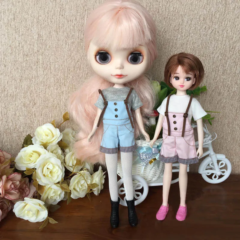 Doll Accessory White Cotton Short Sleeve T-shirt For 1//6 Blythe Dolls