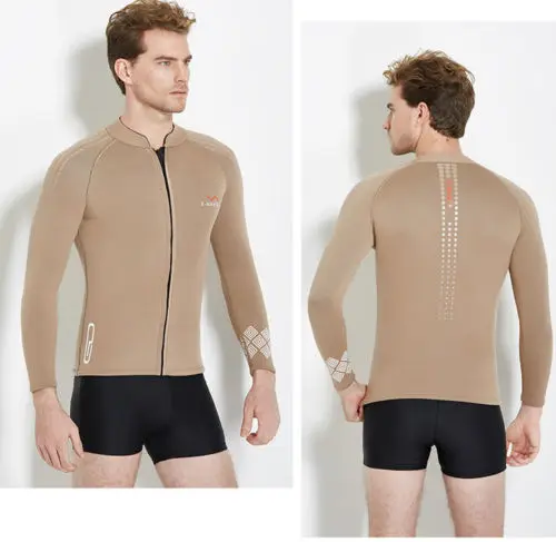 3 мм Wetsuit куртка топ мужской спереди на молнии с длинным рукавом неопрена SCR взрослый костюм для серфинга
