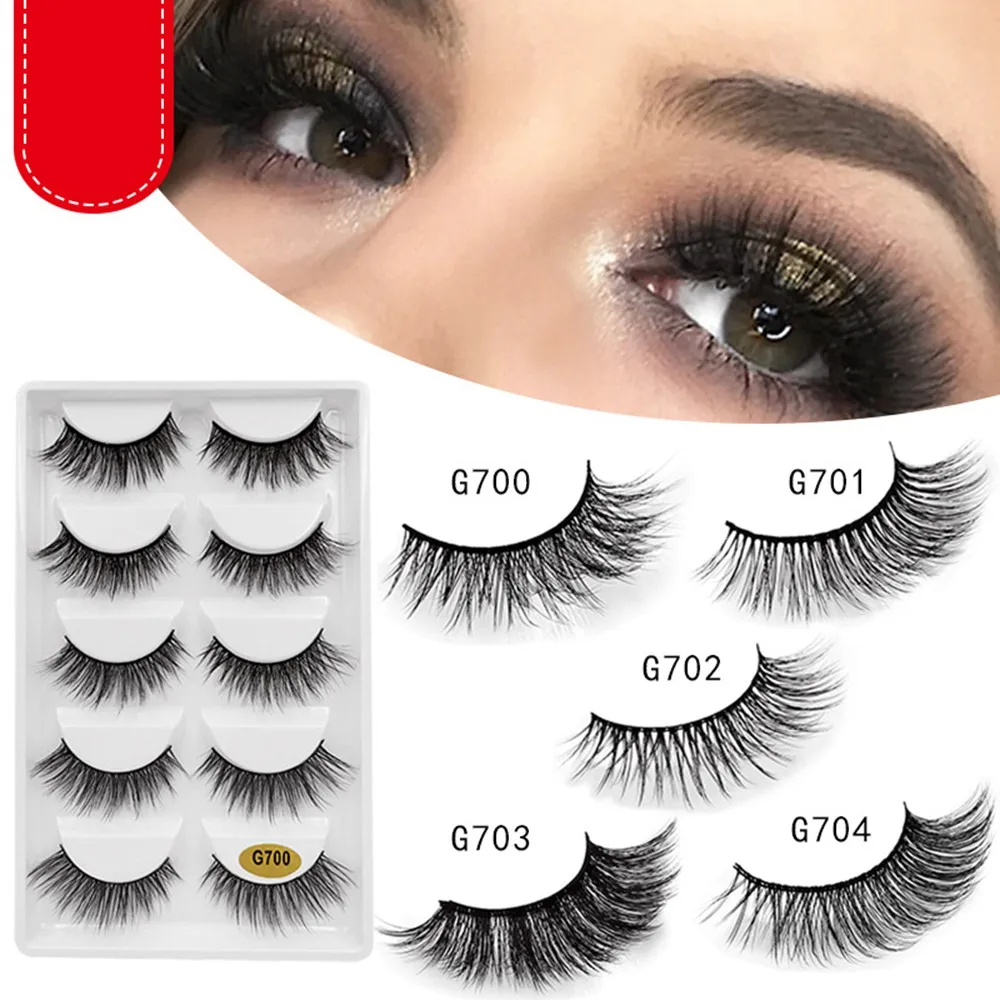 

5 Pairs Natural 3D Mink False Eyelashes Fake Lashes Long Extension Makeup Mink False Eyelashes Hand-Made Beauty Cosmetic Tool