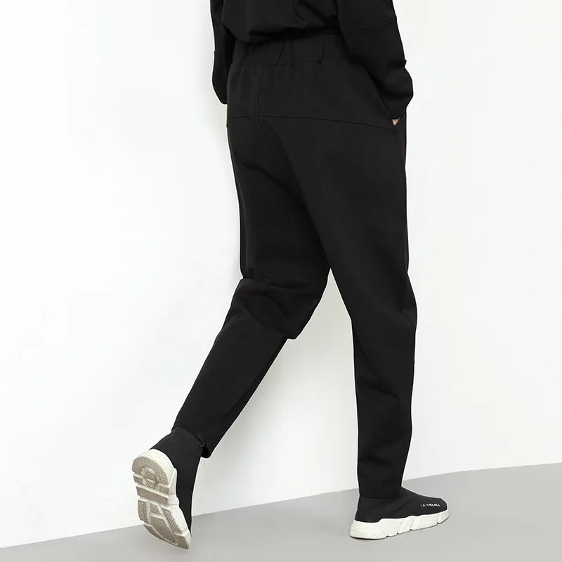 Bolsillos Europa Mujeres Lápiz Negro Otoño Cintura Calle Personalidad Mujer Moda Pantalones Elástico 2018 Casual Harem Cruz 8twnrxtqT0