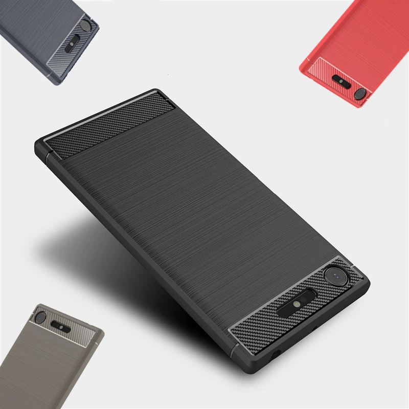 For Sony Xperia XA2 / Ultra Case Brushed Carbon Fiber Soft TPU Back Cover XZ XZ2 Premium XA1 Plus Coque XZ1 Compact L2 | Мобильные