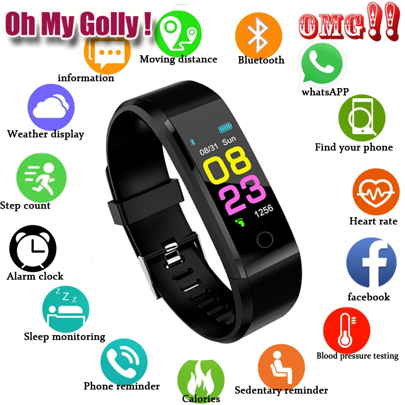 

OhMyGolly New Smart Watch Men Women Heart Rate Monitor Blood Pressure Fitness Tracker Smartwatch Sport Watch for ios android+BOX