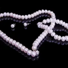 Белый цвет! 9-10 мм супер большой размер Модный речной жемчуг ожерелье браслет серьги набор красивый вид ювелирные изделия вечерние подарок