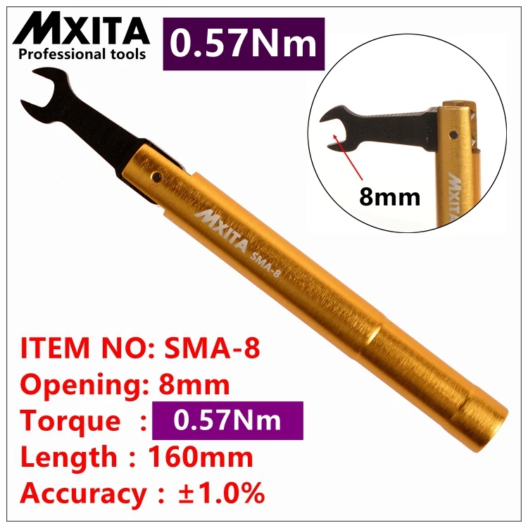 Mxita SMA динамометрический ключ RF разъем открытия 8 мм электроммуницирования коаксиальный адаптер конвертер прямой позолоченный гаечный ключ - Цвет: Черный