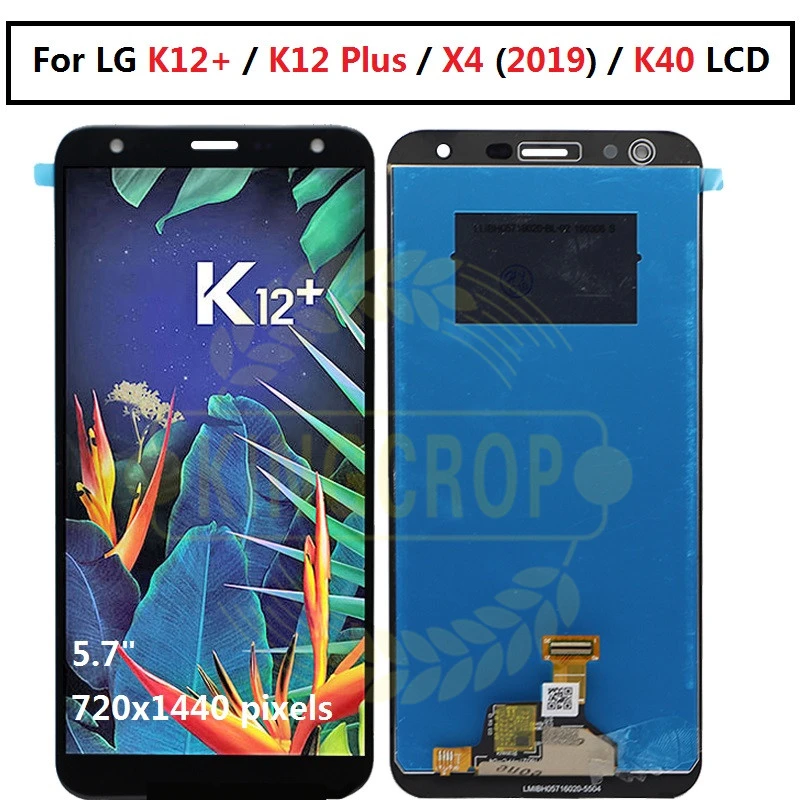 Color : Black Black ANR AYS LCD Screen and Digitizer Full Assembly with Frame for LG K40 LMX420 X4 2019 K12 Plus,Double SIM 