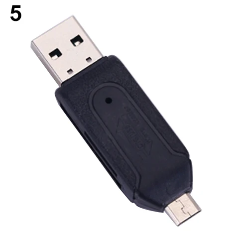 1 шт. 2 в 1 USB 2,0 OTG устройство для чтения карт памяти адаптер Универсальный Micro USB устройство для чтения карт SD TF для ПК телефона компьютера ноутбука - Цвет: Черный