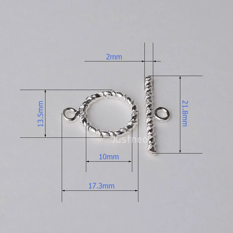 Sterling Silver Toggle Clasp Twisted Bar and Circle (3)