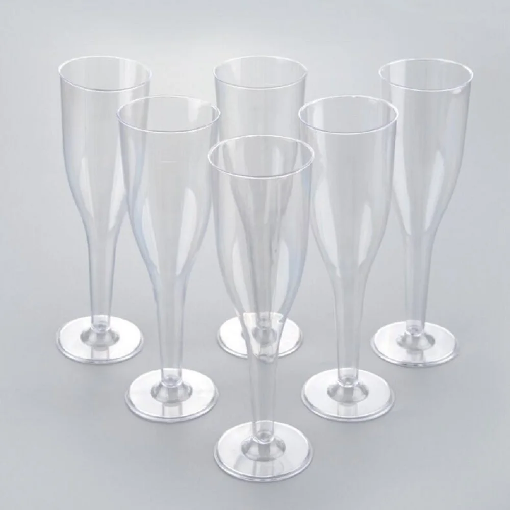 6x Kieliszki Do Szampana 100 Ml Jednorazowe Kubki Plastikowe Jasne