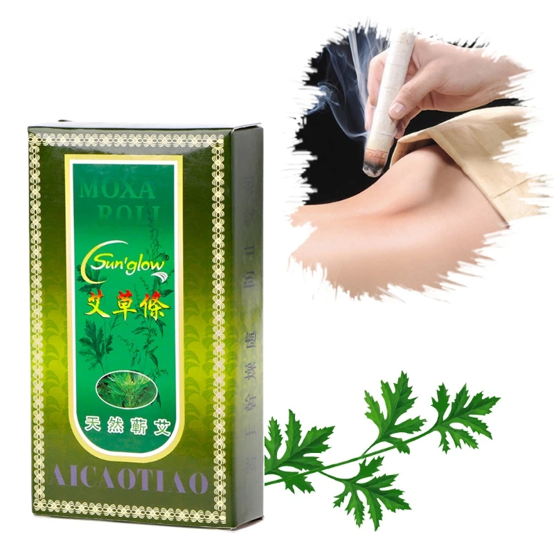 

OOTDTY 10Pcs/set Smokeless Burner Moxa Stick Moxibustion Body Treatment Pain Relief Tool Black Color