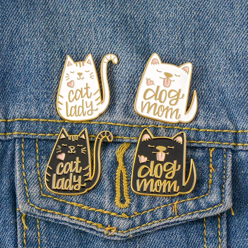 

WEISHUOLI Cute Metal Cartoon cat dog mom cat lady creative cat Brooch For Women