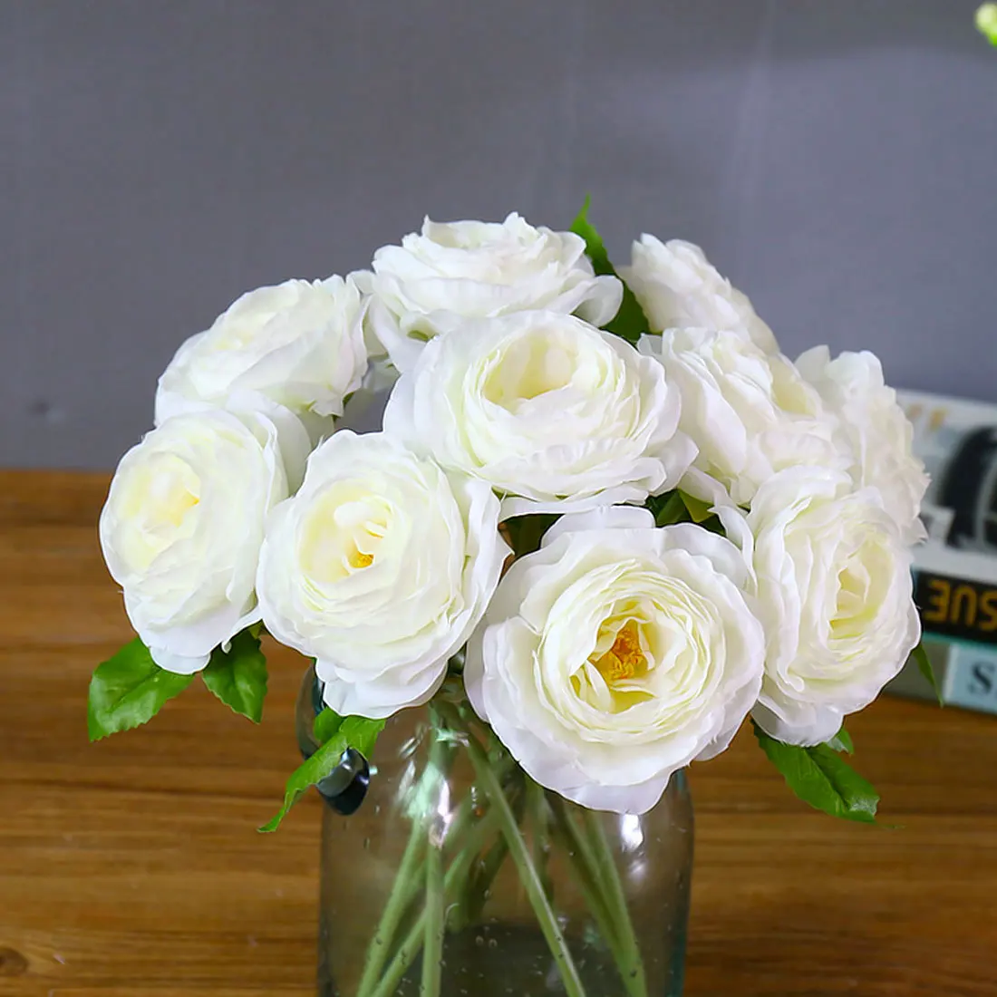 Bouquet Silk Flower 6 Heads Wedding Peony Dahlias Artificial Flowers